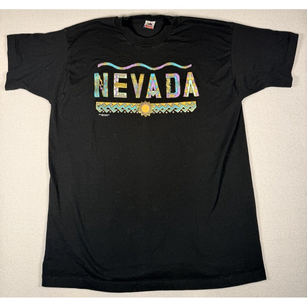 NEVADA State Spell out Graphic Tee XL Fruit of the Loom Brieland Graphics 90's